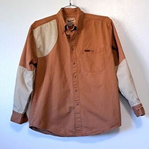 Woolrich Rugged Outdoor Shirt medium button front cotton brown.